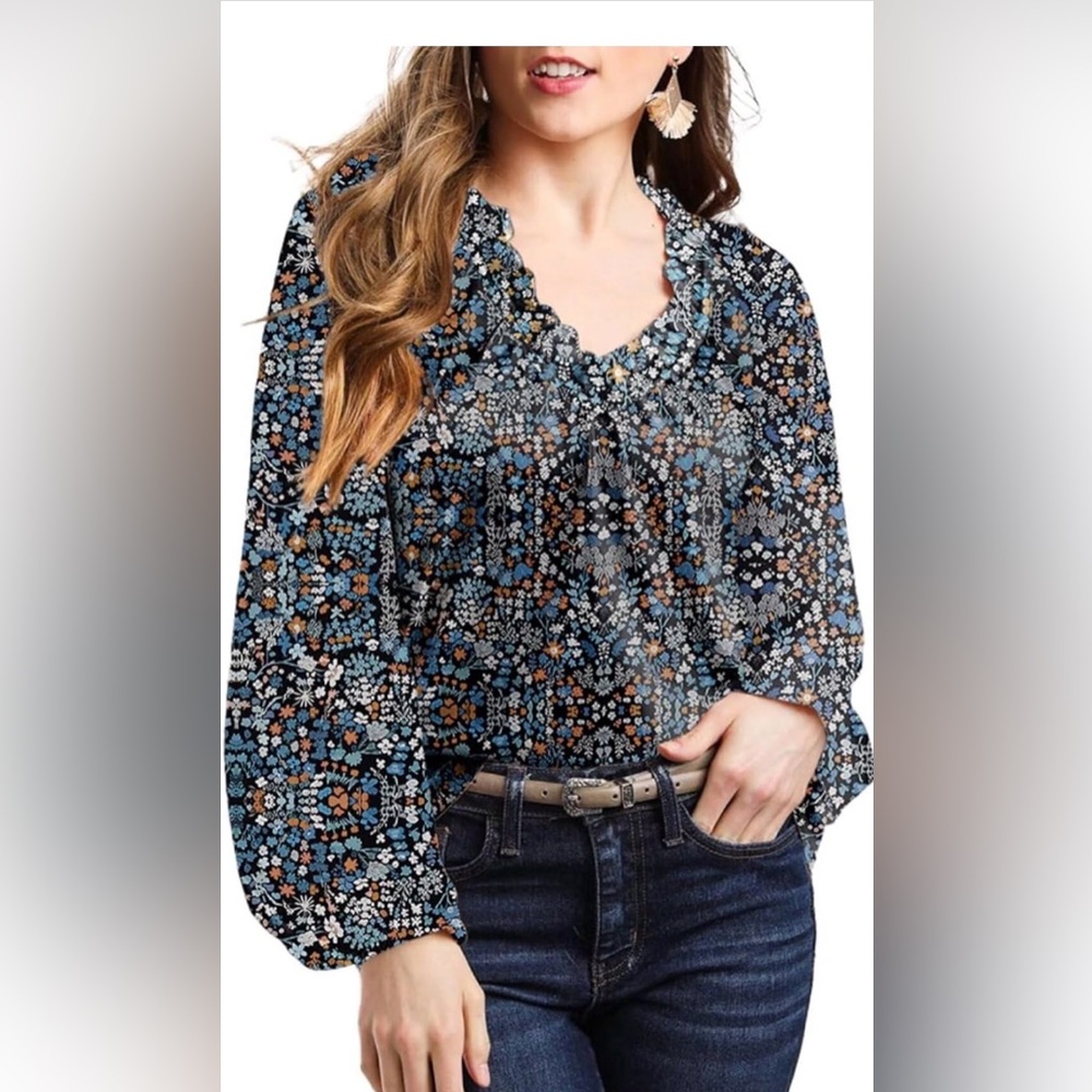 Dokotoo Womens Tops Fall Outfits for Women  Casual Floral Print V Neck Flowy